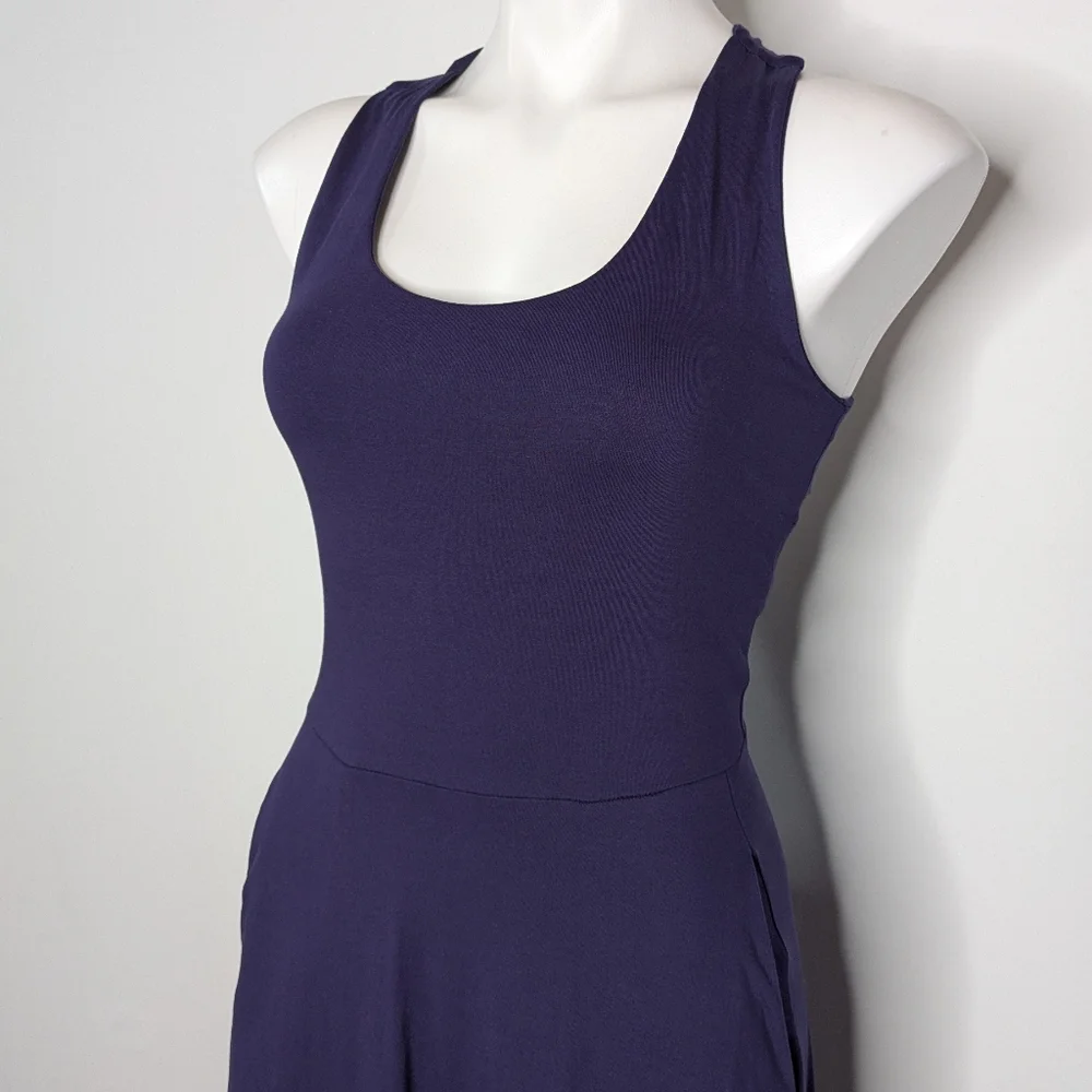 Pact Blue Cross Back Sleeveless Scoop Neck Summer Maxi Dress XS - Picture 2 of 9